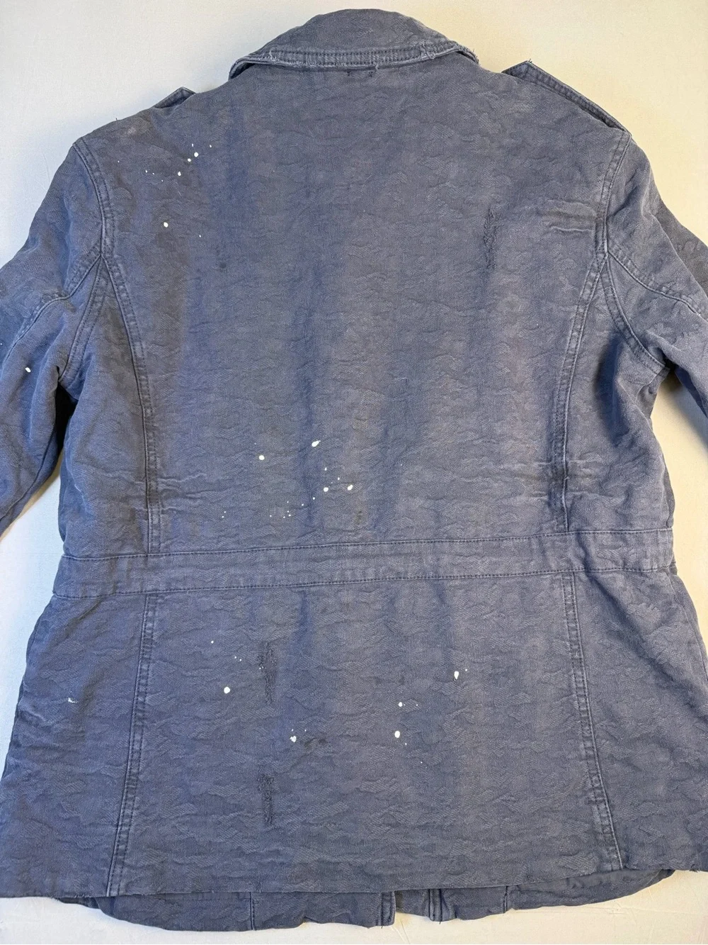 Free People Navy Blue Utility Military Jacket with Cargo Drawstring Small